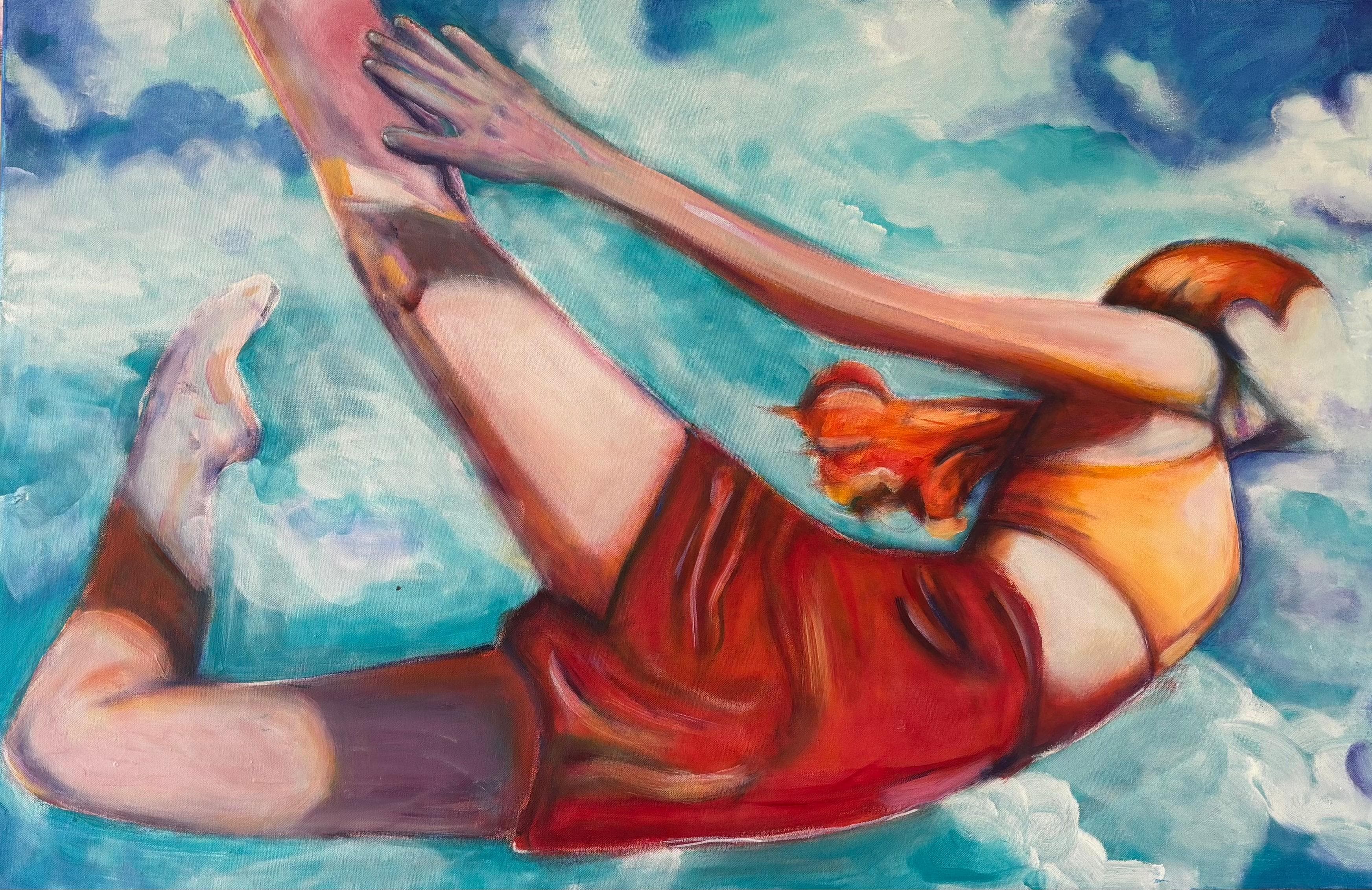 Vrouw in de wolken